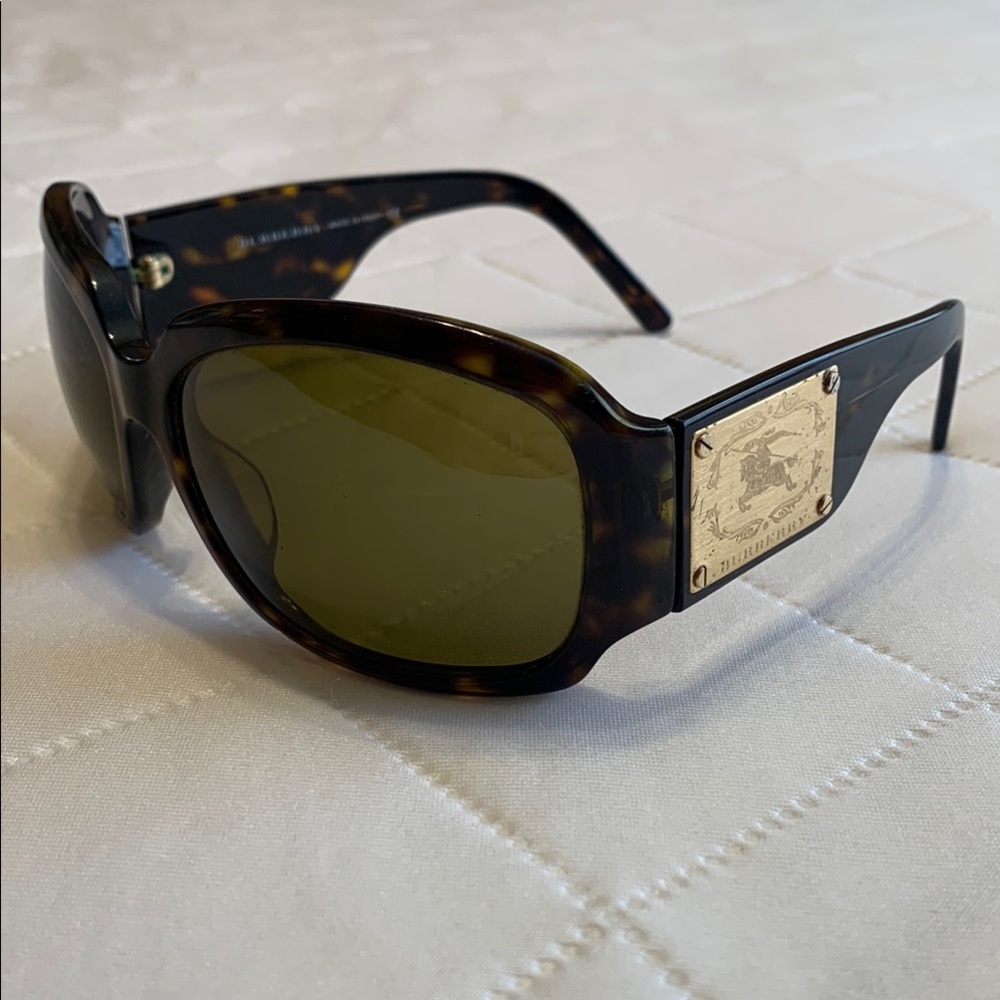 Burberry Designer Tortoise Sunglasses with Gold Accents